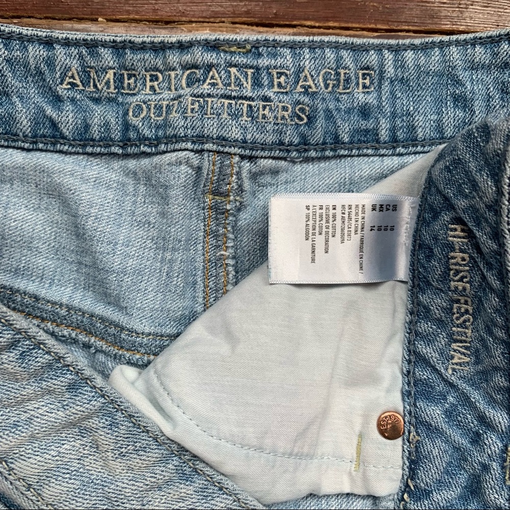 American Eagle Hi-Rise Festival Distressed Jean Shorts - Picture 6 of 11